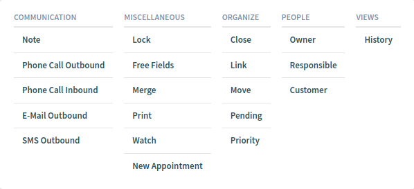Ticket Detail View Actions