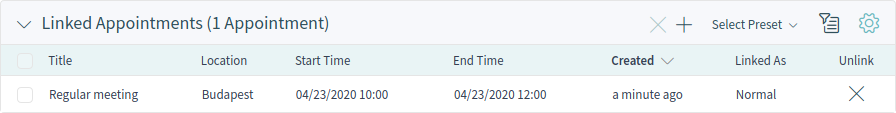 Linked Appointments Widget