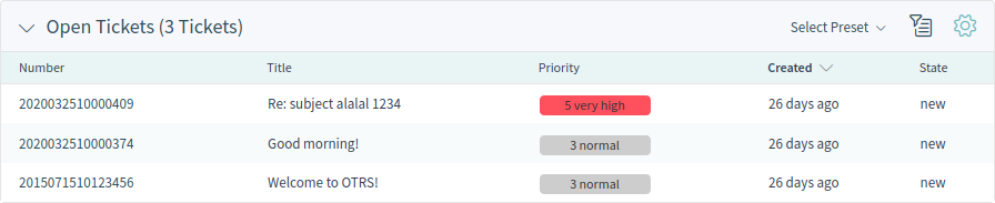 Open Tickets Widget