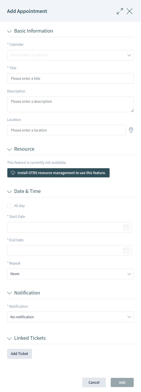 Add Appointment Dialog