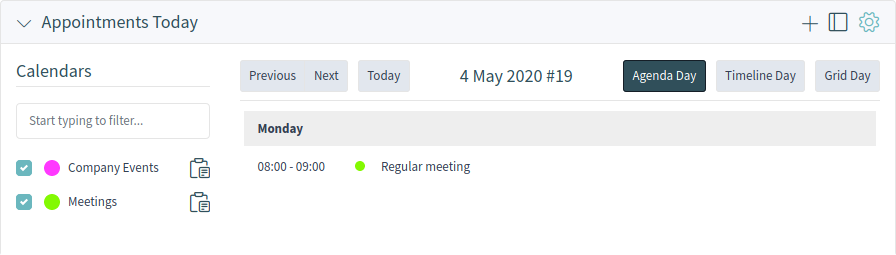 Appointments Today Widget