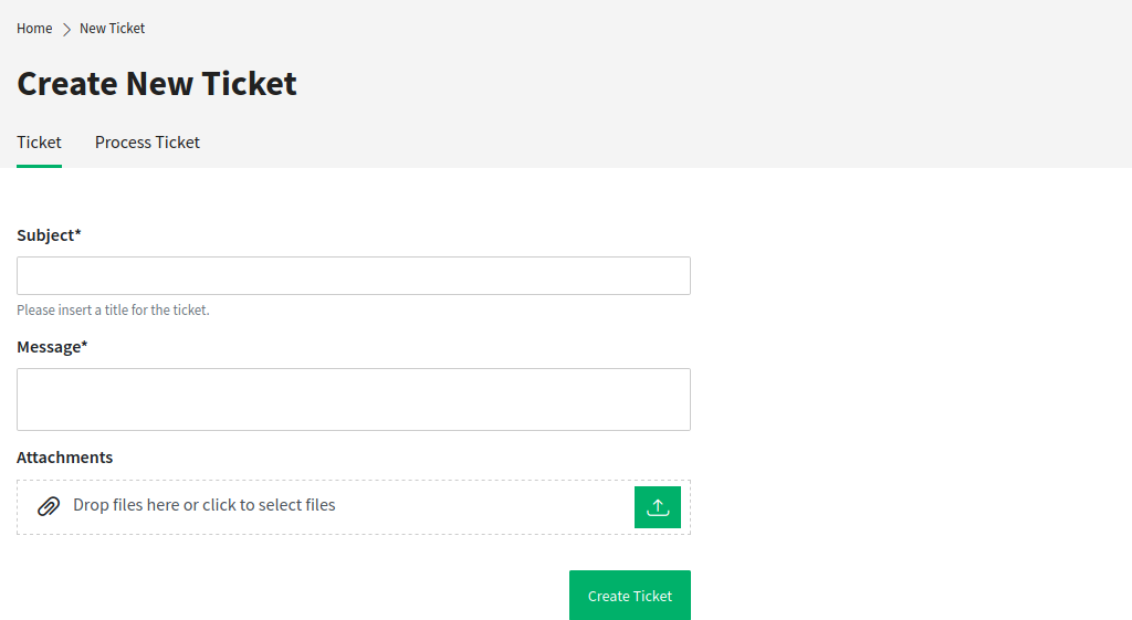 Create New Ticket