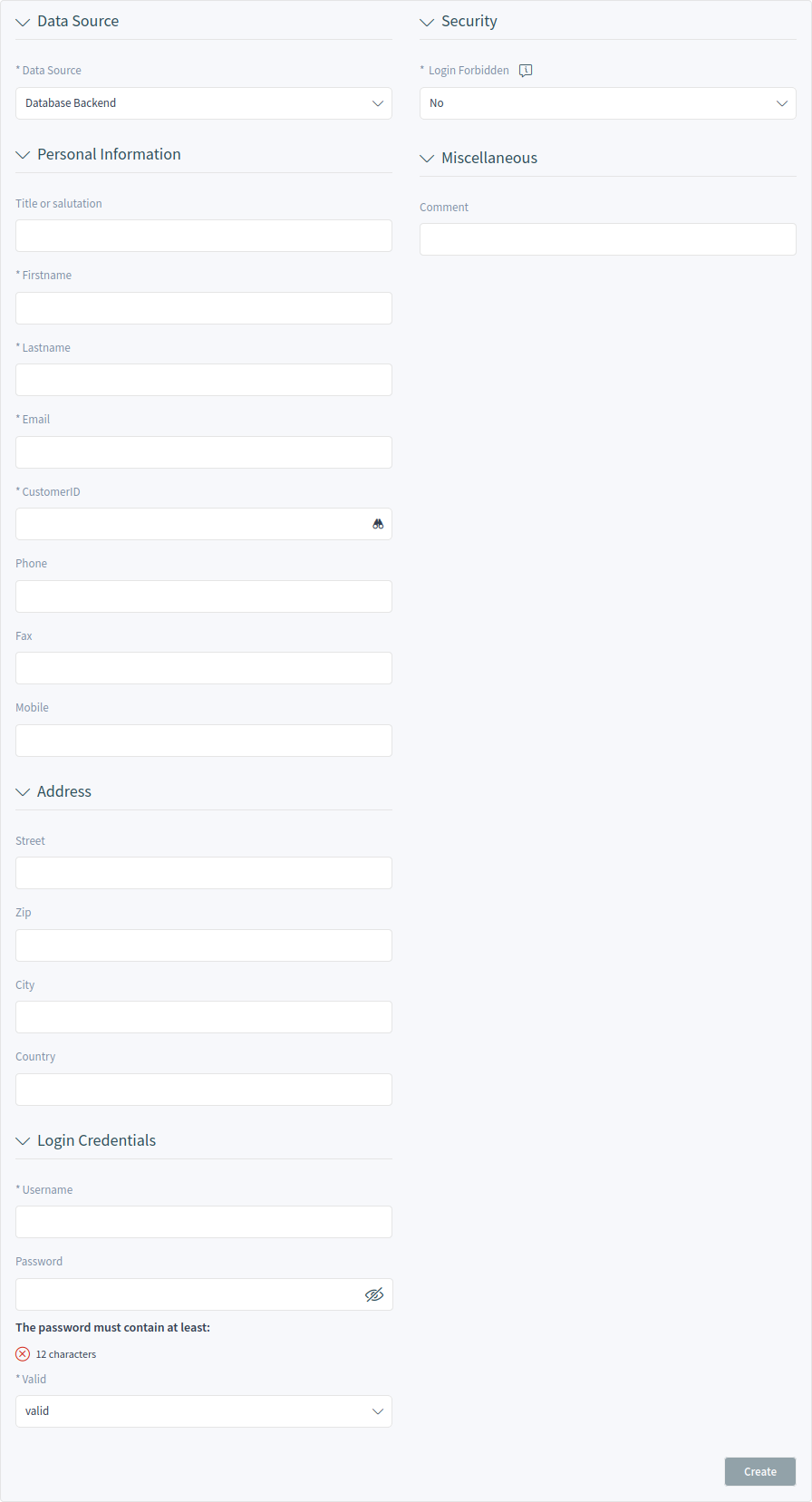 Add Customer User Data