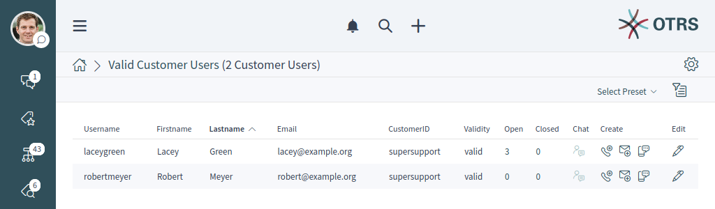 Customer User List