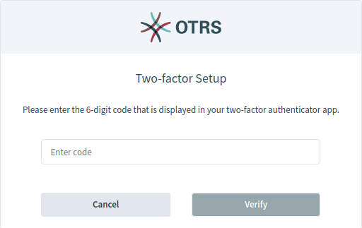 Two-factor Setup Authenticator App Verification