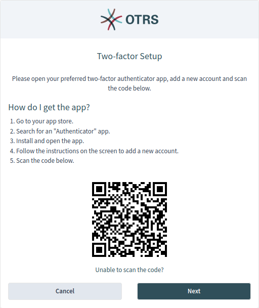 Two-factor Setup for Authenticator App