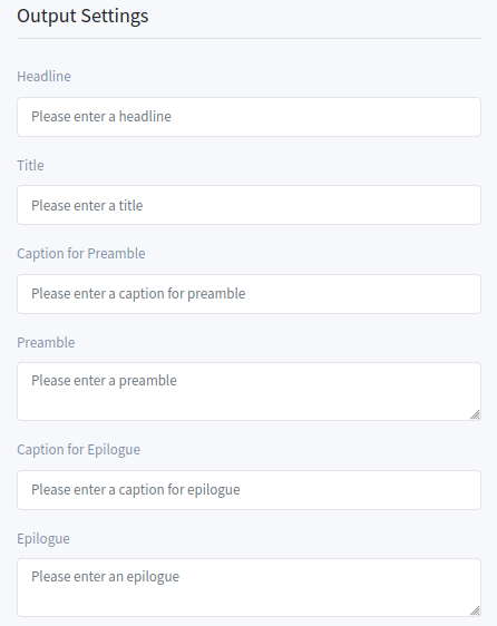Output Settings