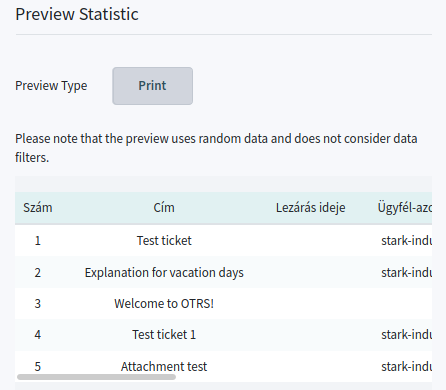 Statistic Preview Widget